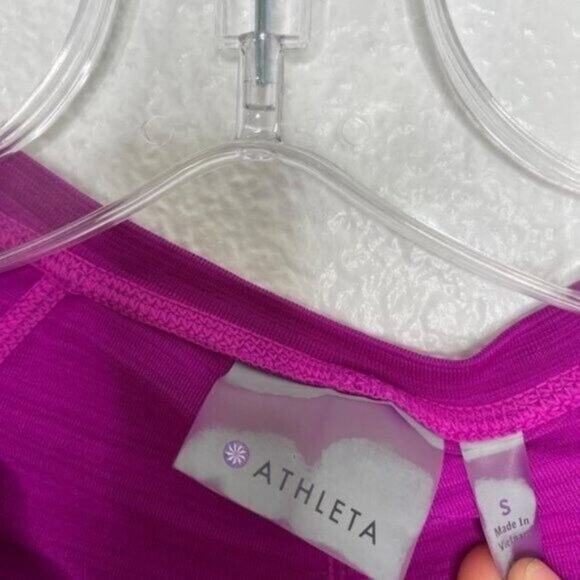 Athleta Womens Size S Purple Basic Short Sleeve Half Zip Activewear Workout Top - Picture 3 of 16